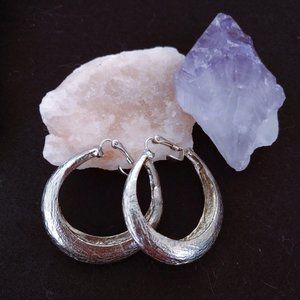 Sassy Silver Large Metal Hoops Clip-On Earrings